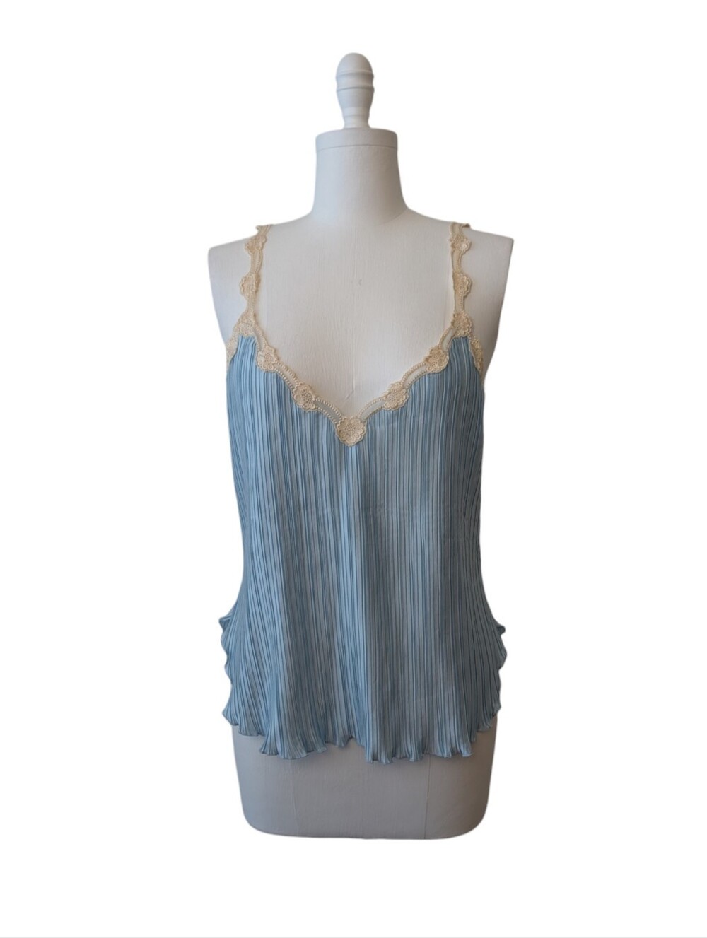 La Perla Vintage Lace Trimmed Pleat Camisole